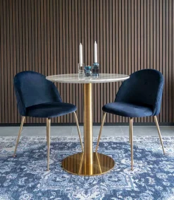House Nordic Esstisch in er Marmoroptik mit Messingbeinen