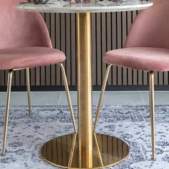House Nordic Esstisch in er Marmoroptik mit Messingbeinen