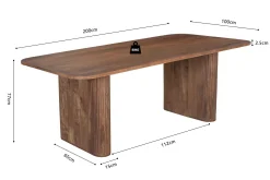 Rousseau Esstisch Jeanke | 200 x 100 x 77 cm | Mangoholz