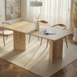Emob Esstisch Linza - 100% MELAMINE - Honigeiche - 75 x 90 x 180 cm