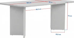 Emob Esstisch Linza - 100% MELAMINE - Travertin - 75 x 90 x 180 cm