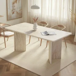 Emob Esstisch Linza - 100% MELAMINE - Travertin - 75 x 90 x 180 cm