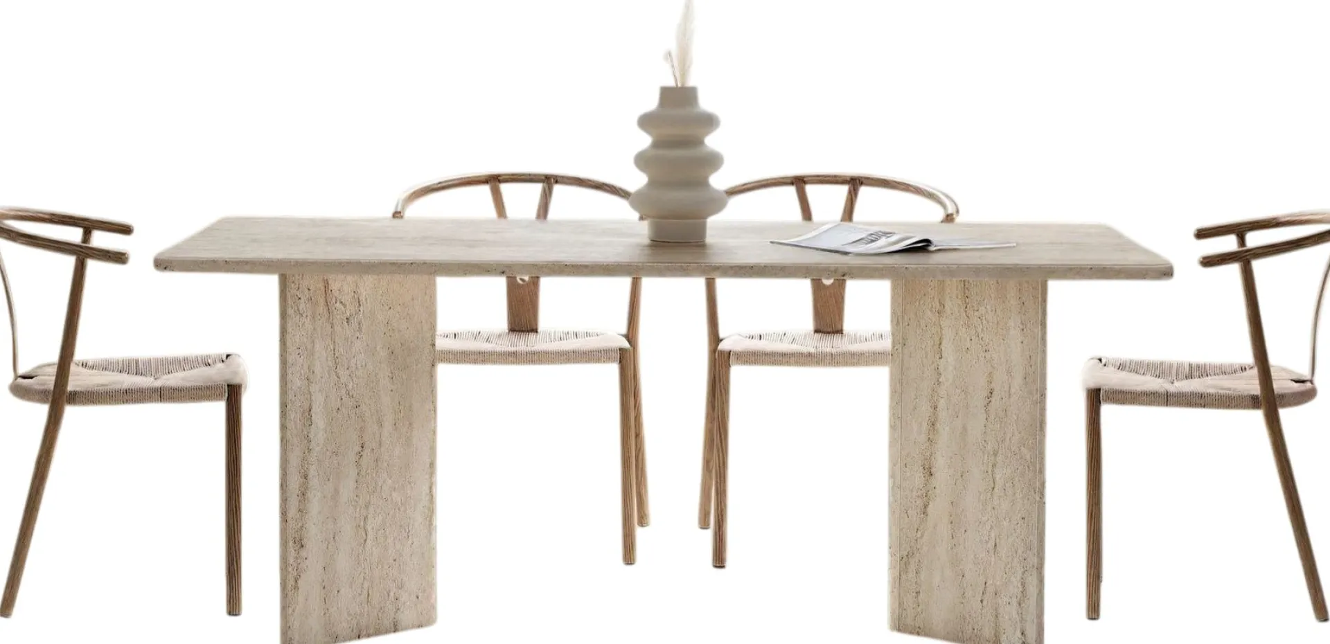 Emob Esstisch Linza - 100% MELAMINE - Travertin - 75 x 90 x 180 cm