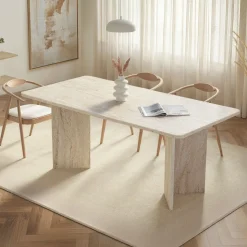 Emob Esstisch Linza - 100% MELAMINE - Travertin - 75 x 90 x 180 cm