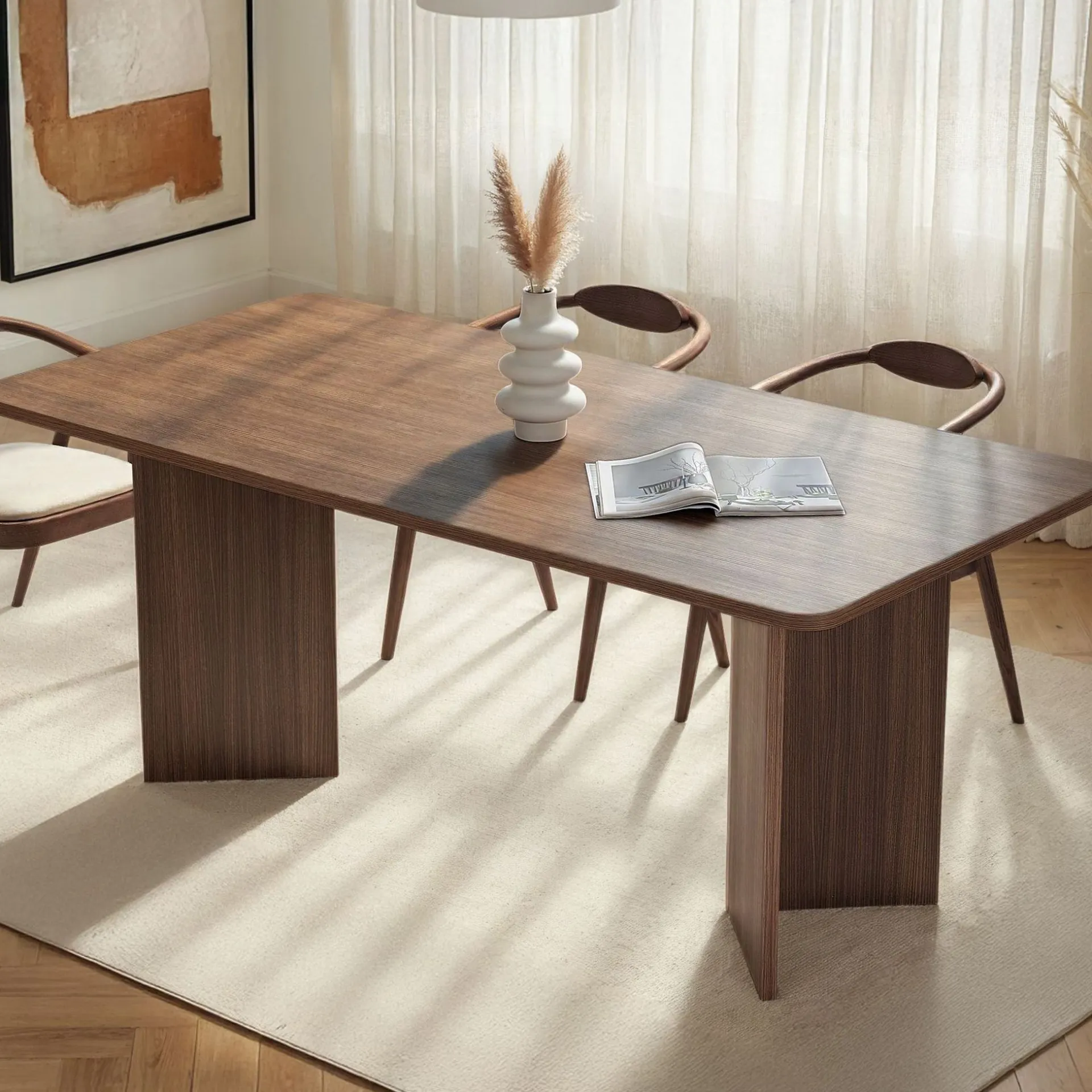 Emob Esstisch Linza - 100% MELAMINE - Walnuss - 75 x 90 x 180 cm