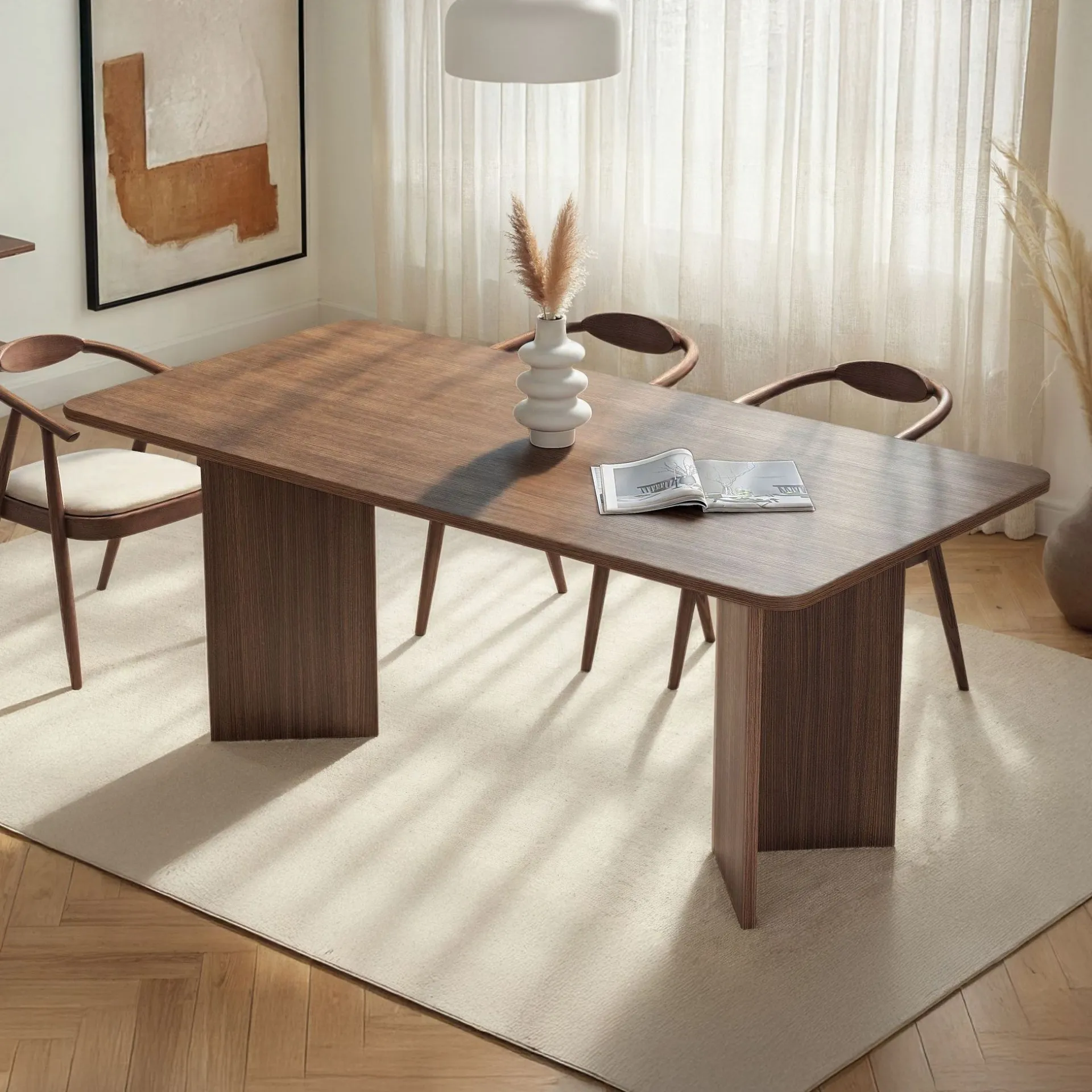 Emob Esstisch Linza - 100% MELAMINE - Walnuss - 75 x 90 x 180 cm