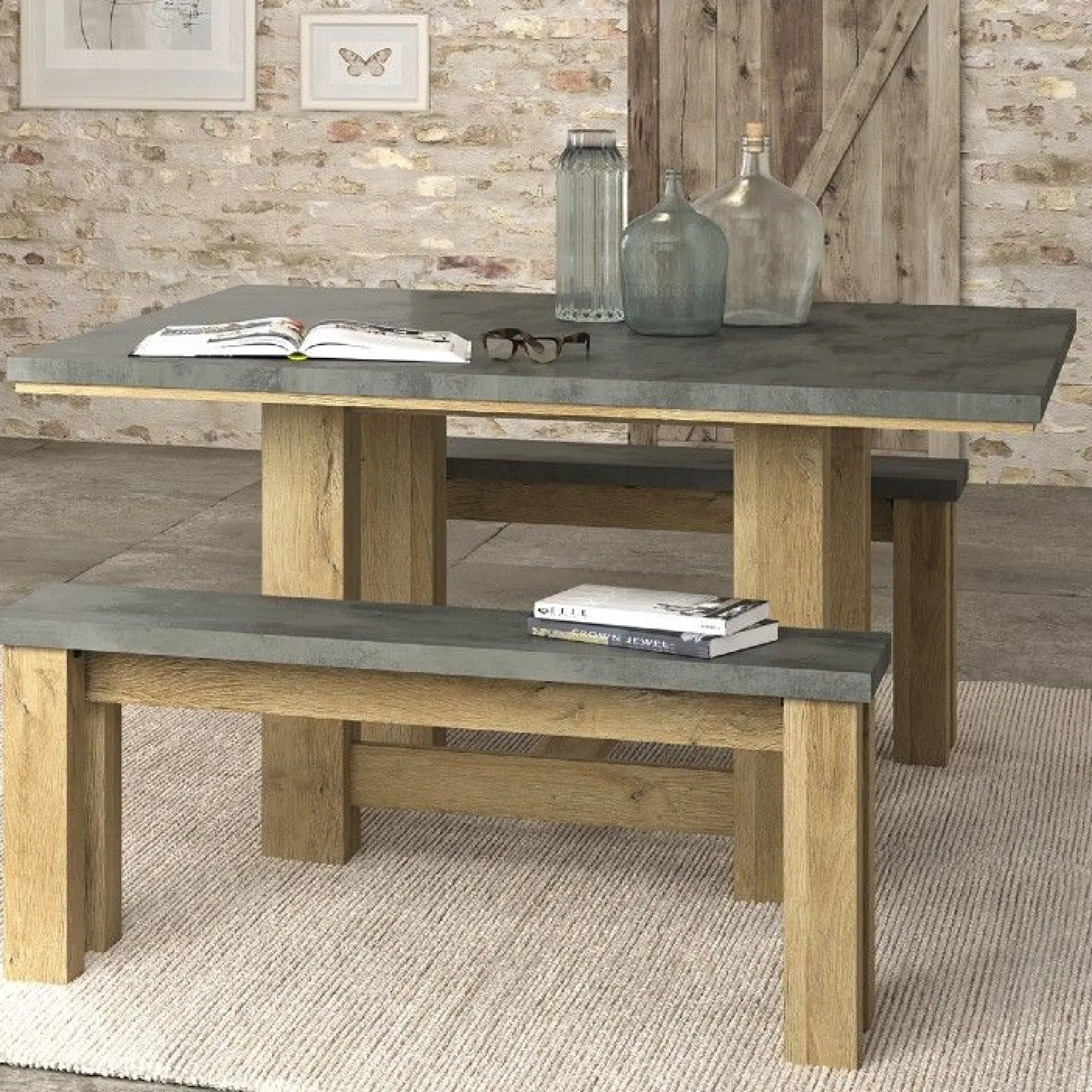 Gautier - Gami Esstisch Louane 140x140cm - Eiche/Beton