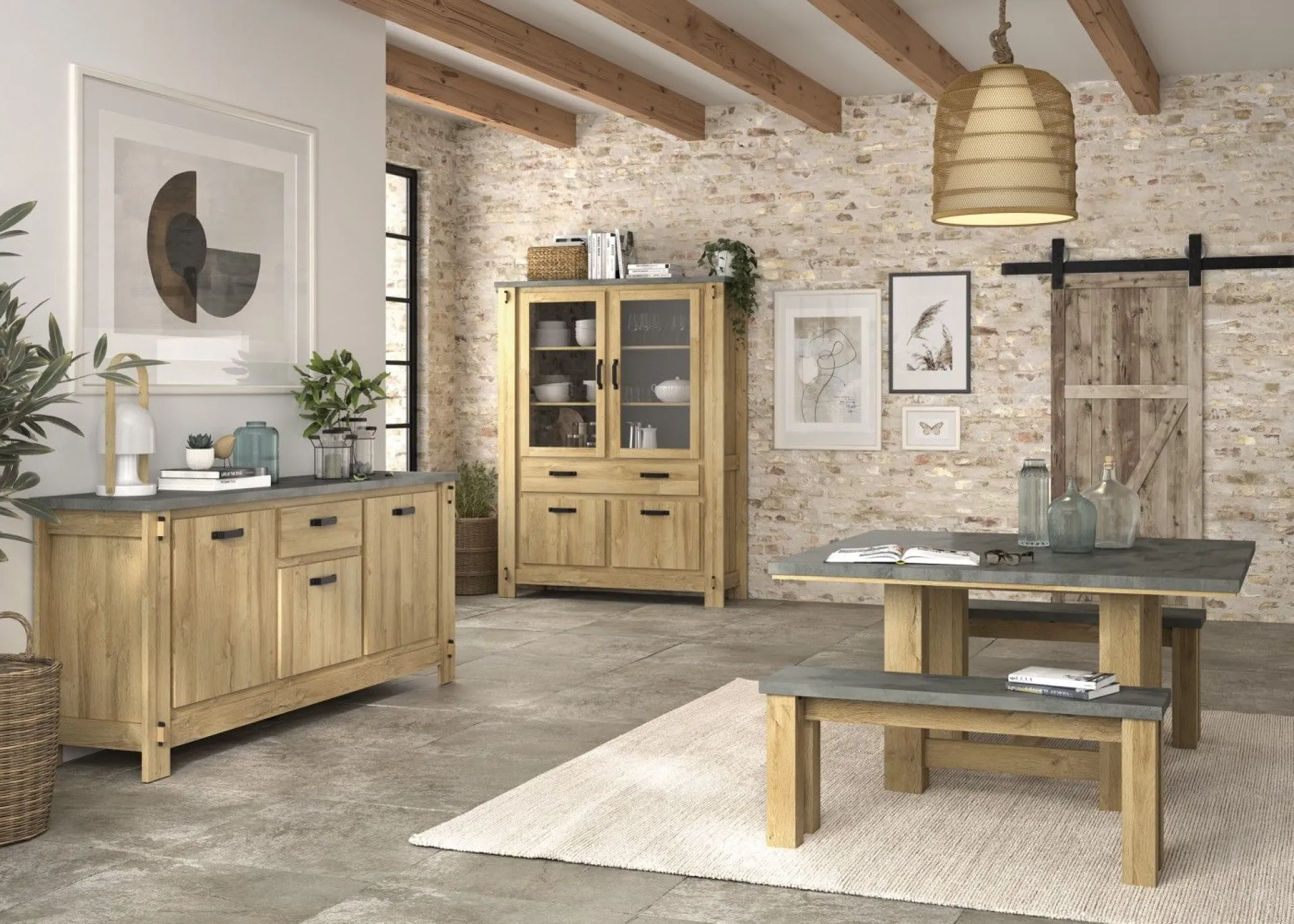 Gautier - Gami Esstisch Louane 140x140cm - Eiche/Beton