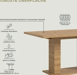 Xonox Esstisch Motion Emob Artisan Holzoptik 150-190x90x76 cm