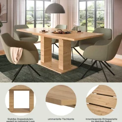 Xonox Esstisch Motion Emob Artisan Holzoptik 150-190x90x76 cm