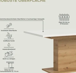 Xonox Esstisch Motion Emob - weiß/Artisan, 150-190x76x90 cm