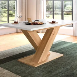 Xonox Esstisch Motion Emob – weiß/Artisan – 150-190x76x90 cm