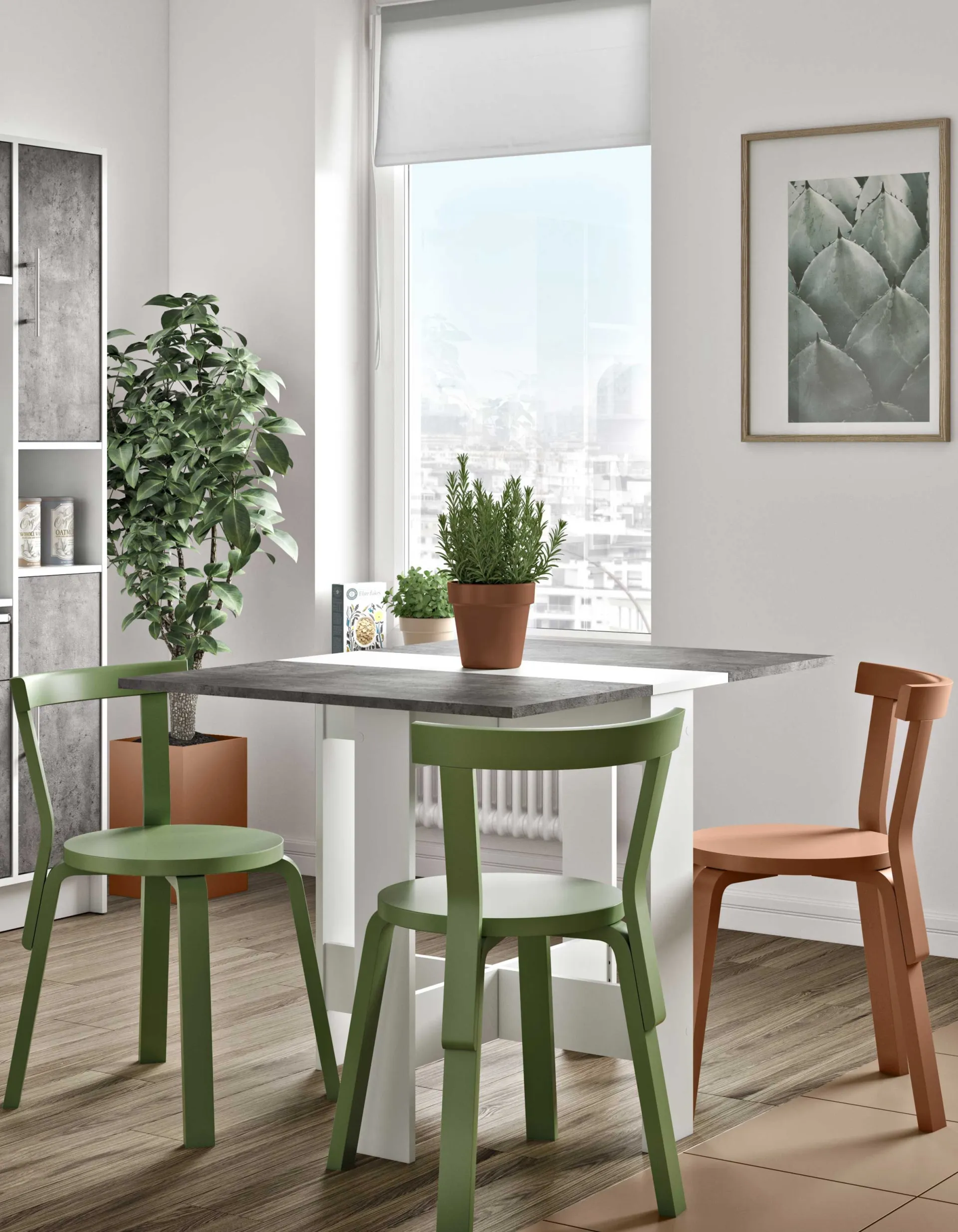 Symbiosis Esstisch Papillon 103 cm - weiß/Beton