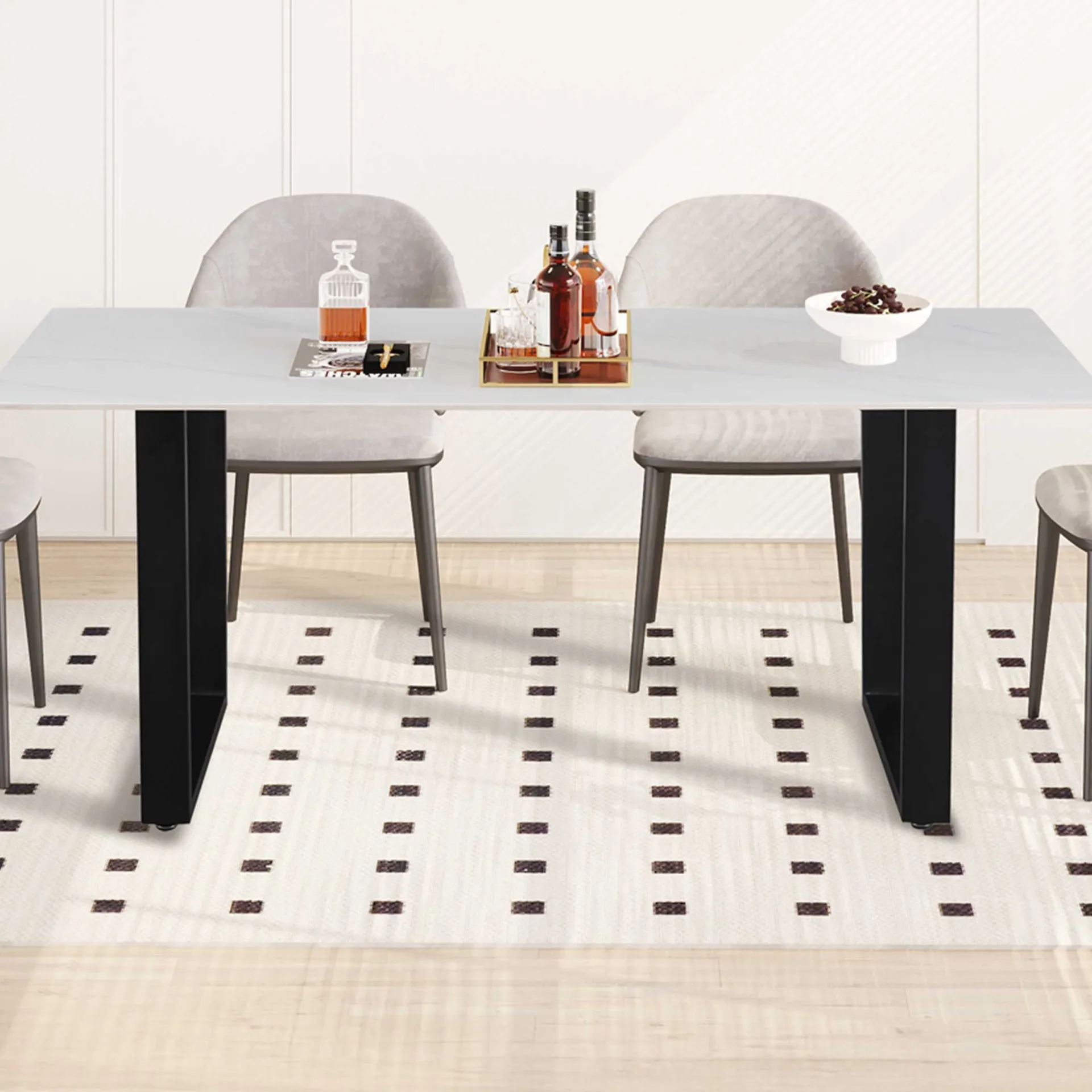 Rousseau Esstisch Poseidon - 180x90x75cm - gesinterter Stein - Marmor