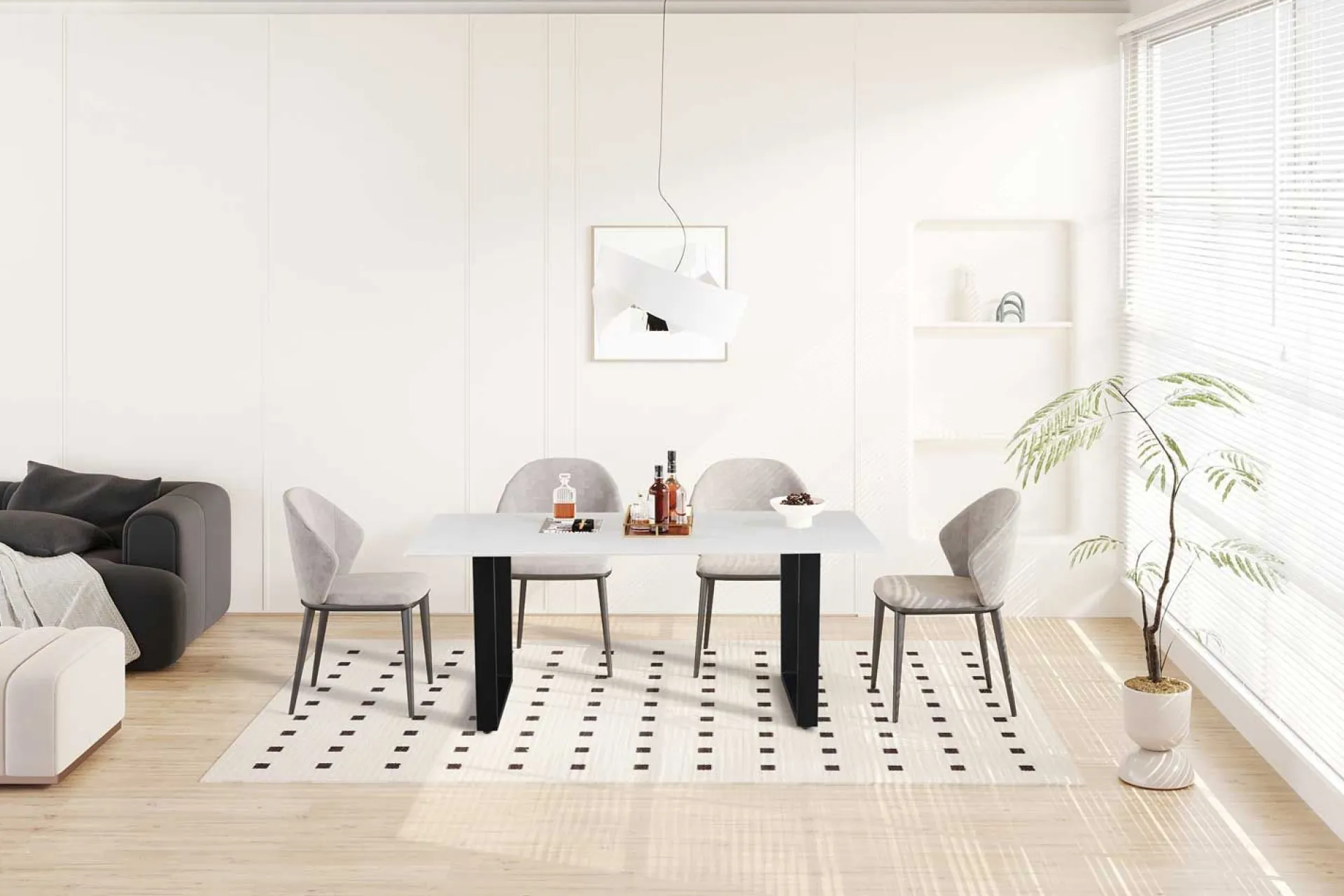 Rousseau Esstisch Poseidon - 180x90x75cm - gesinterter Stein - Marmor