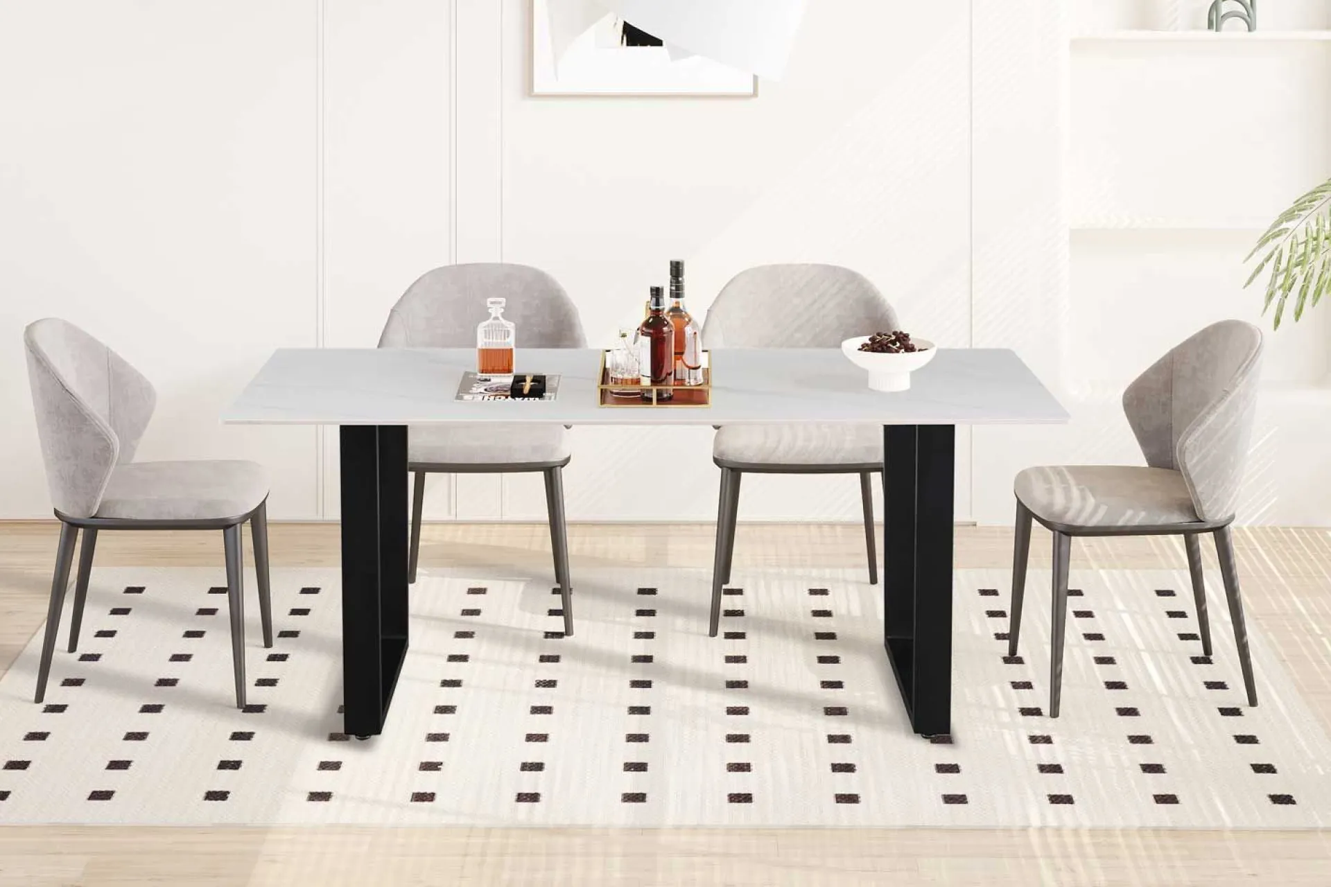 Rousseau Esstisch Poseidon - 180x90x75cm - gesinterter Stein - Marmor