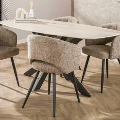 Emob Esstisch Romano Oval 180cm aus keramischem Travertin