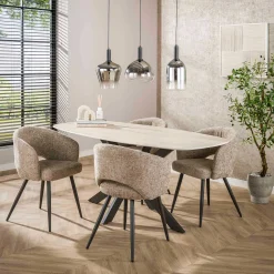 Emob Esstisch Romano Oval 180cm aus keramischem Travertin
