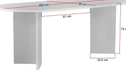 Emob Esstisch Sabella - 100% MELAMINE - Atlantik-Kiefer - 75 x 90 x 200 cm