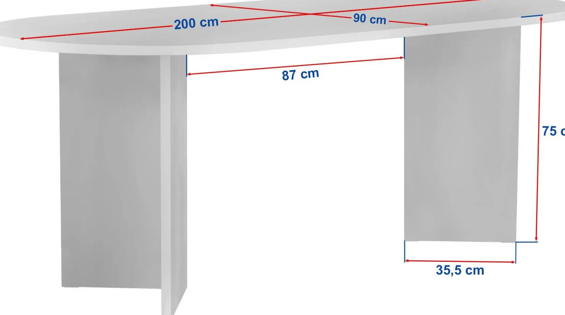 Emob Esstisch Sabella - 100% MELAMINE - Holz - 75 x 90 x 200 cm