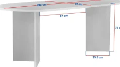 Emob Esstisch Sabella - 100% MELAMINE - Saphireiche - 75 x 90 x 200 cm