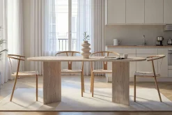 Emob Esstisch Sabella - 100% MELAMINE - Travertin - 75 x 90 x 200 cm