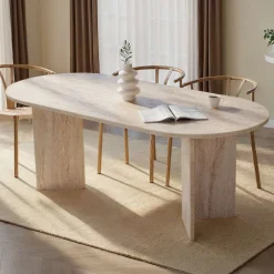 Emob Esstisch Sabella - 100% MELAMINE - Travertin - 75 x 90 x 200 cm