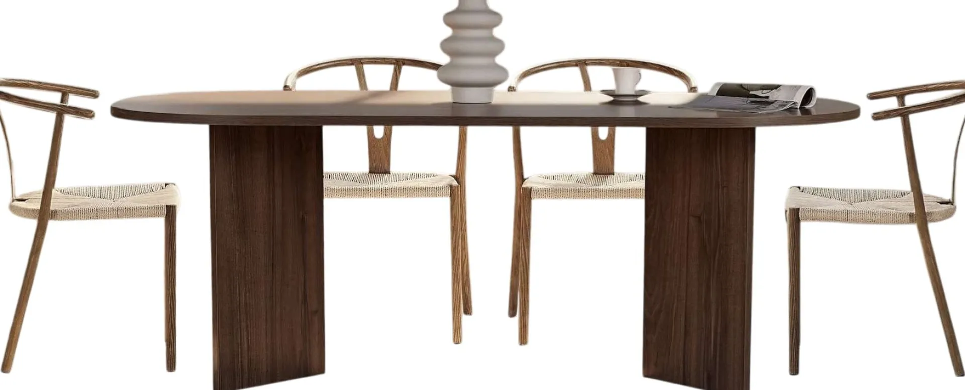 Emob Esstisch Sabella - 100% MELAMINE - Walnuss - 75 x 90 x 200 cm
