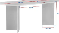 Emob Esstisch Sabella - 100% MELAMINE - Walnuss - 75 x 90 x 200 cm