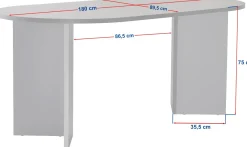 Emob Esstisch Sablin - 100% MELAMINE - Saphireiche - 75 x 90 x 180 cm