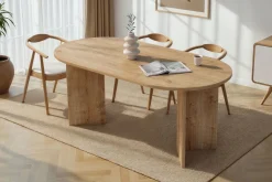 Emob Esstisch Sablin - 100% MELAMINE - Saphireiche - 75 x 90 x 180 cm