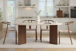 Emob Esstisch Sablin - 100% MELAMINE - Travertin - 75 x 90 x 180 cm