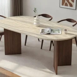 Emob Esstisch Sablin - 100% MELAMINE - Travertin - 75 x 90 x 180 cm