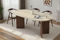 Emob Esstisch Sablin - 100% MELAMINE - Travertin - 75 x 90 x 180 cm