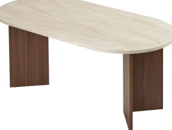 Emob Esstisch Sablin - 100% MELAMINE - Travertin - 75 x 90 x 180 cm