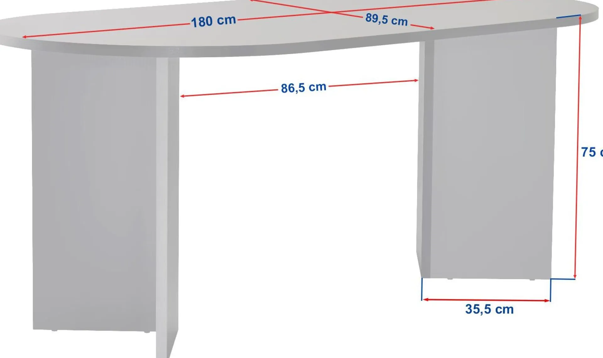 Emob Esstisch Sablin - 100% MELAMINE - Walnuss - 75 x 90 x 180 cm