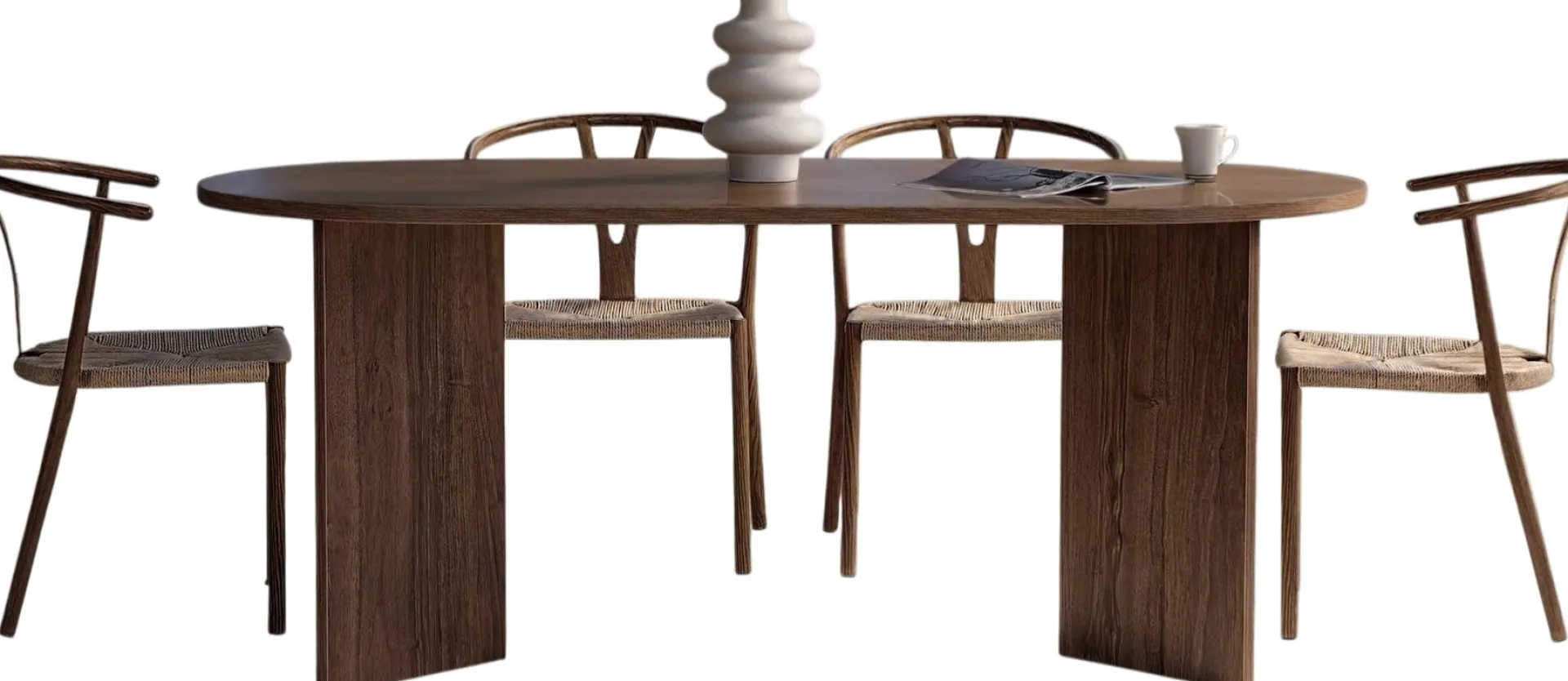 Emob Esstisch Sablin - 100% MELAMINE - Walnuss - 75 x 90 x 180 cm