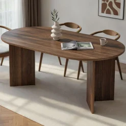 Emob Esstisch Sablin - 100% MELAMINE - Walnuss - 75 x 90 x 180 cm