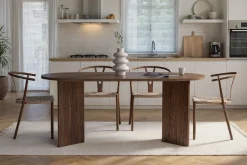 Emob Esstisch Sablin - 100% MELAMINE - Walnuss - 75 x 90 x 180 cm