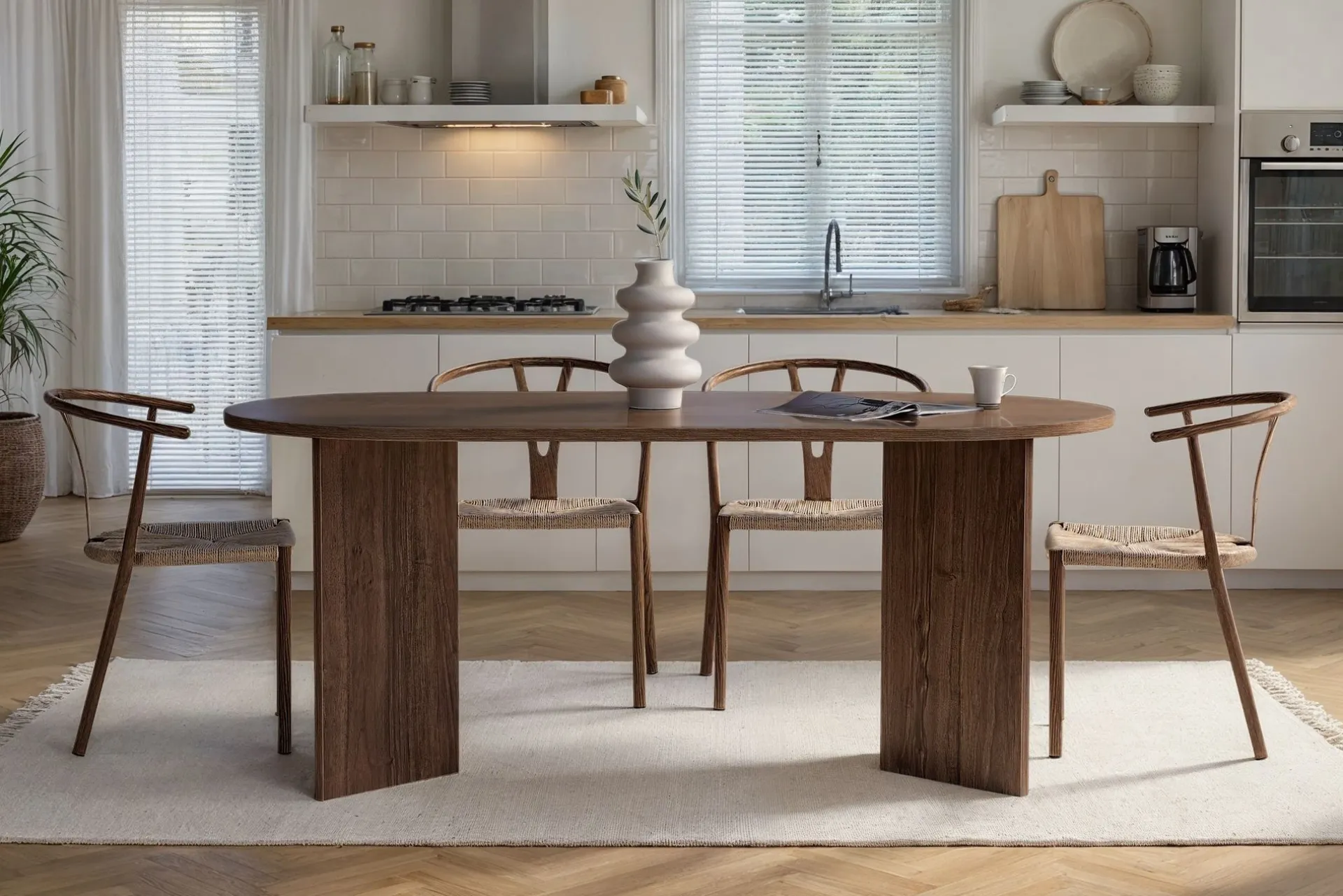 Emob Esstisch Sablin - 100% MELAMINE - Walnuss - 75 x 90 x 180 cm