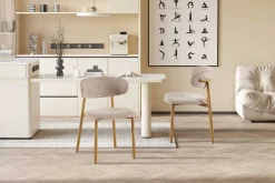 Rousseau Esstischstuhl Coco - 53x52x78cm - Metall/sandfarbener Stoff