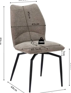 Rousseau Esszimmer-Drehstuhl Lara - 46x60x89cm - sand