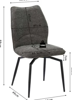 Rousseau Esszimmer-Drehstuhl Lara - 46x60x89cm -