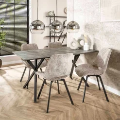 Emob Esszimmer-Drehstuhl Nuria - Chenille-Stoff sand
