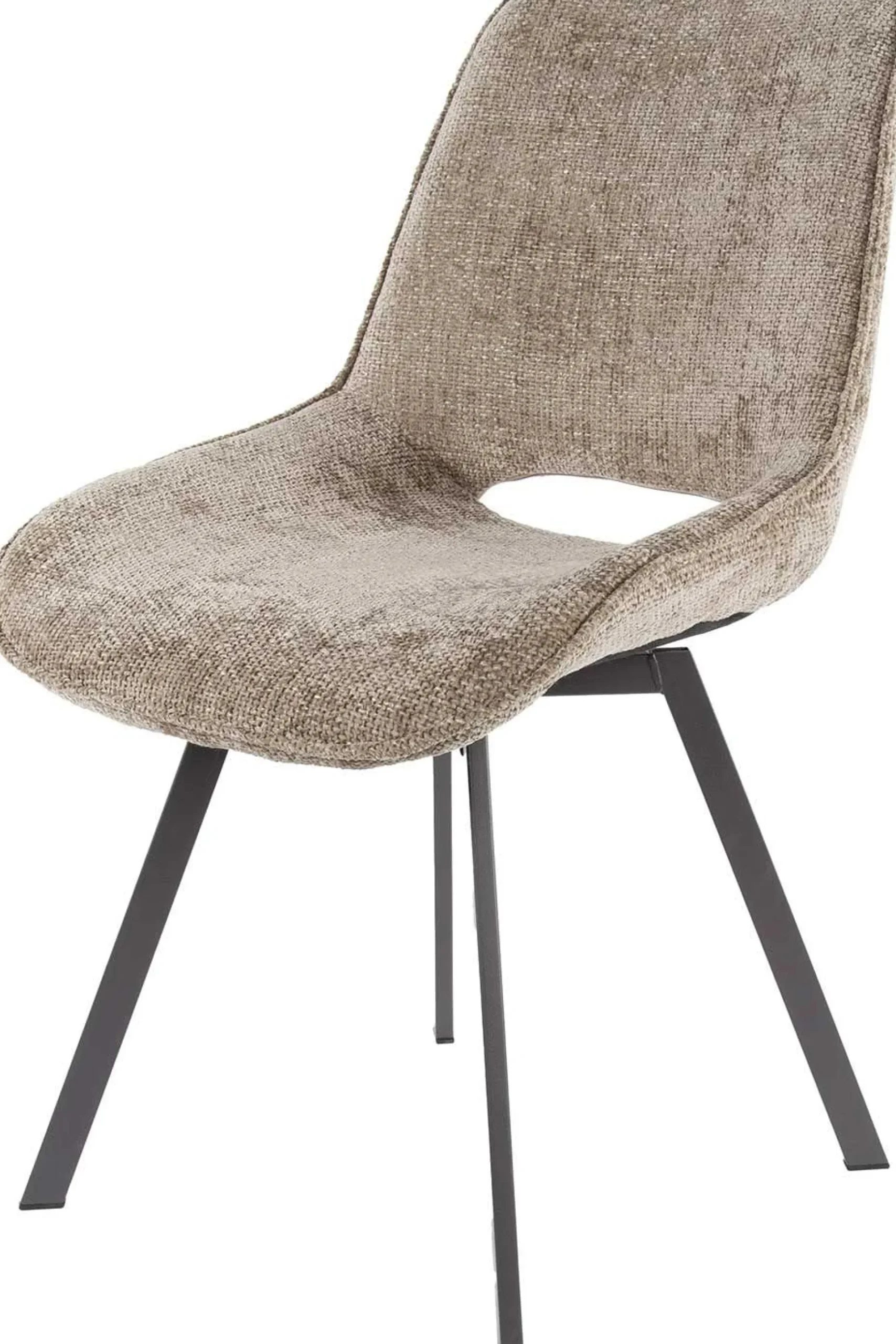 Emob Esszimmer-Drehstuhl Nuria - champagnerfarbener Chenille-Stoff