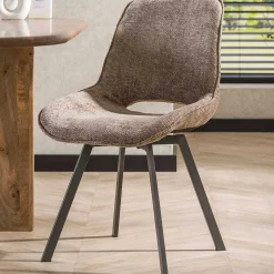 Emob Esszimmer-Drehstuhl Nuria - champagnerfarbener Chenille-Stoff