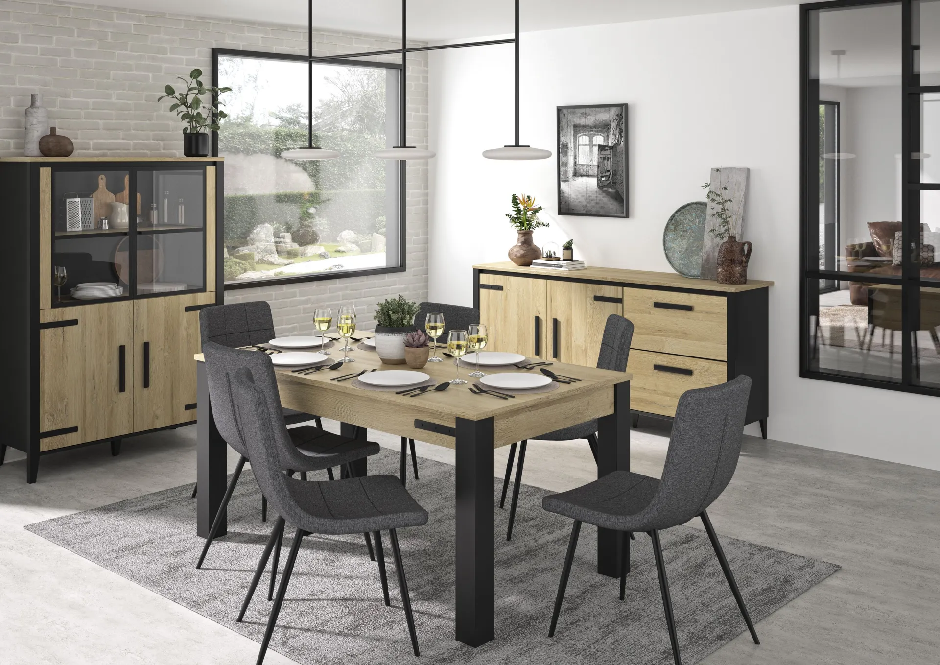 Gautier - Gami Esszimmergarnitur Kork | Esstisch, Vitrine, Anrichte | Gold Oak Design