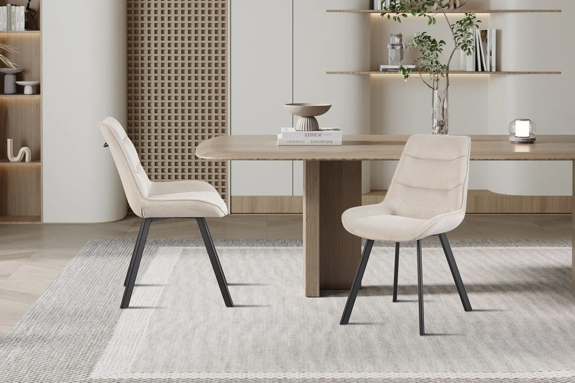 Rousseau Esszimmerstuhl Amalia | 53 x 61 x 87 cm | Sandfarbenes Design