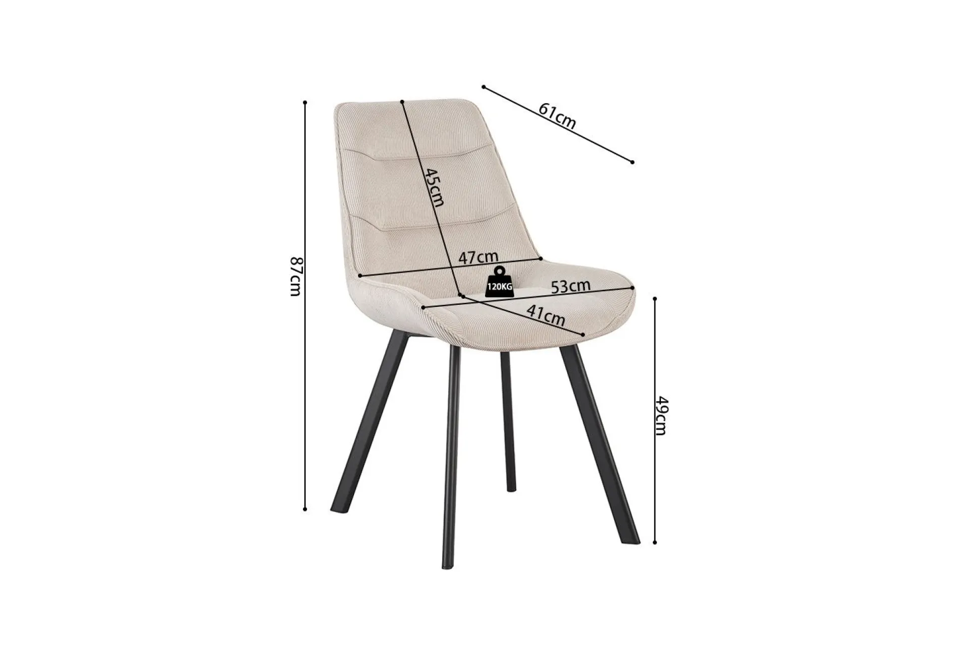 Rousseau Esszimmerstuhl Amalia | 53 x 61 x 87 cm | Sandfarbenes Design
