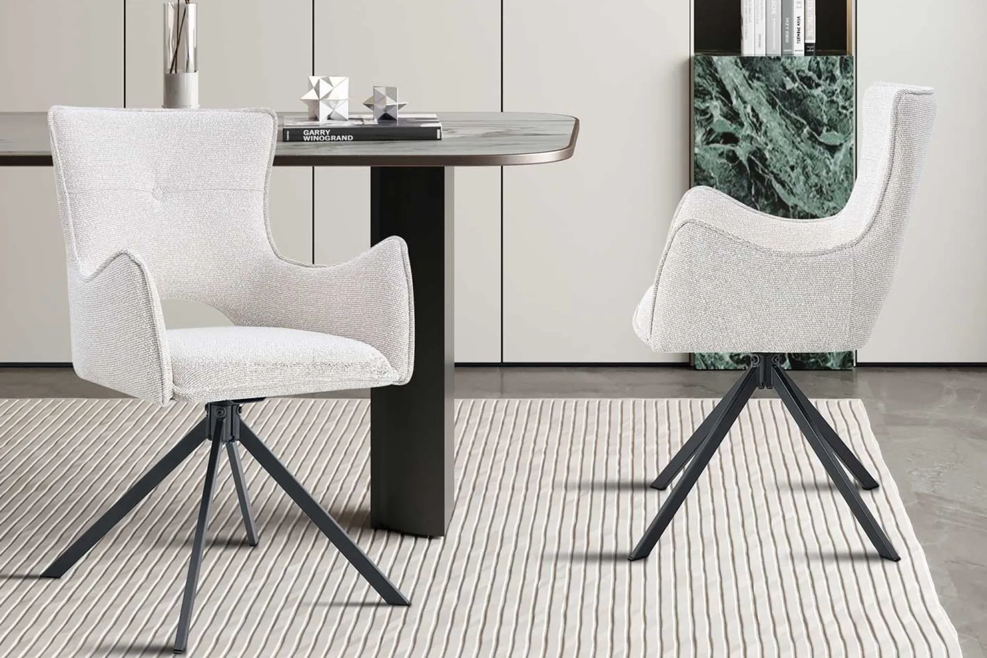 Rousseau Esszimmerstuhl Billy - 58x60x88cm - drehbar - ecru